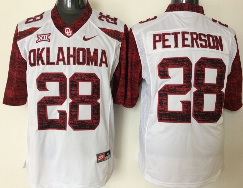 Men Oklahoma Sooners #28 Peterson White Nike 2025 NCAA Jersey style 1